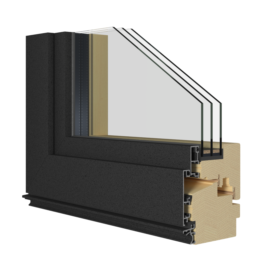 Ekoline Premium 94/78 – Profilansicht eines Holz-Aluminium-Fensters