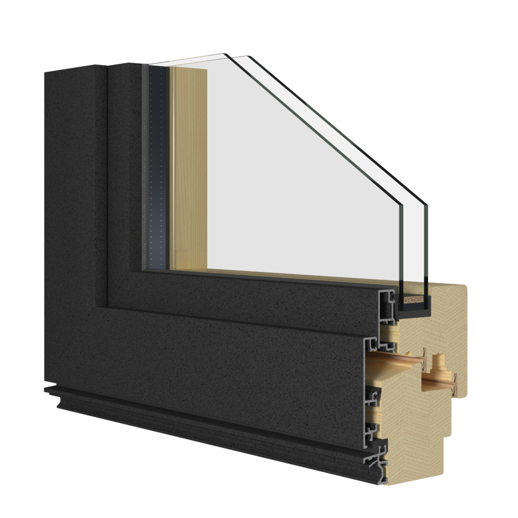 Jeloline Premium 68 – Profilansicht eines Holz-Aluminium-Fensters