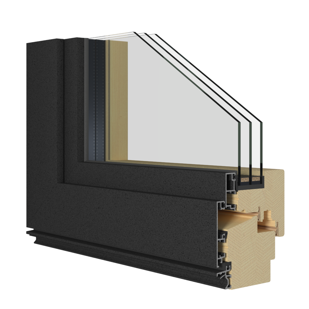Jeloline Premium 78 – Profilansicht eines Holz-Aluminium-Fensters