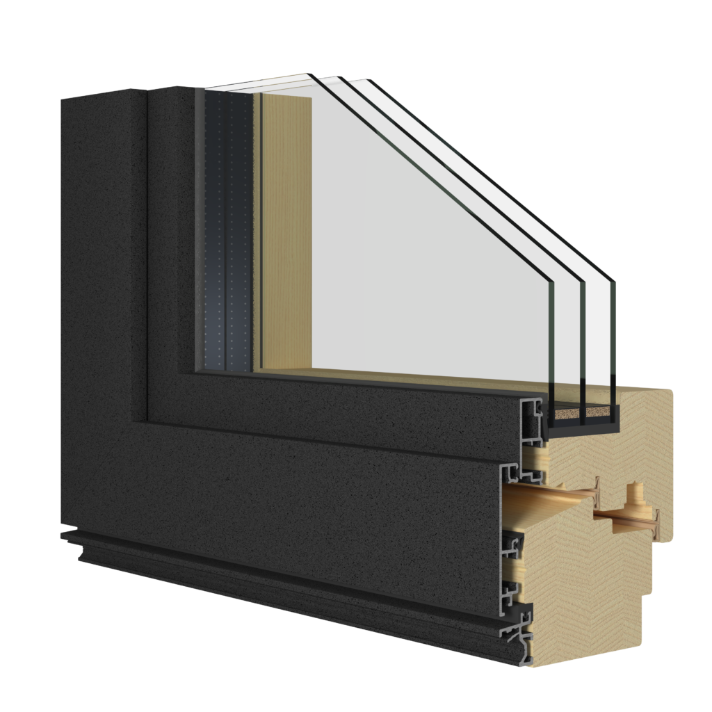 Jeloline Premium 92 – Profilansicht eines Holz-Aluminium-Fensters