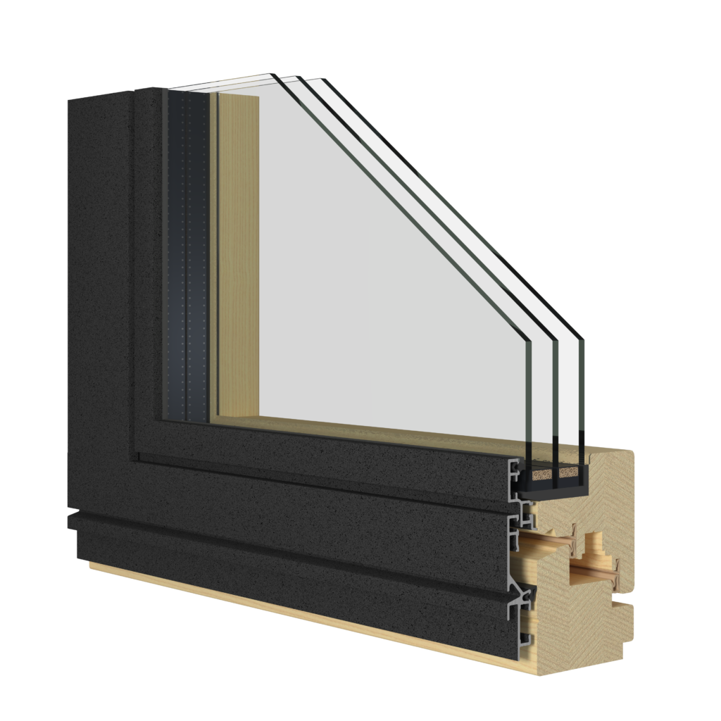Newline Premium 68 – Profilansicht eines Holz-Aluminium-Fensters